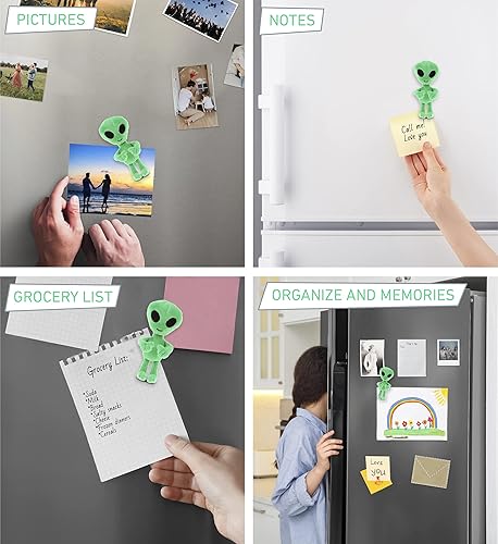 Miniatura 3 de DolliBu Imán de felpa alienígena para refrigerador  Imán de peluche de alienígena esponjoso, divertido y lindo imán espacial para nevera y