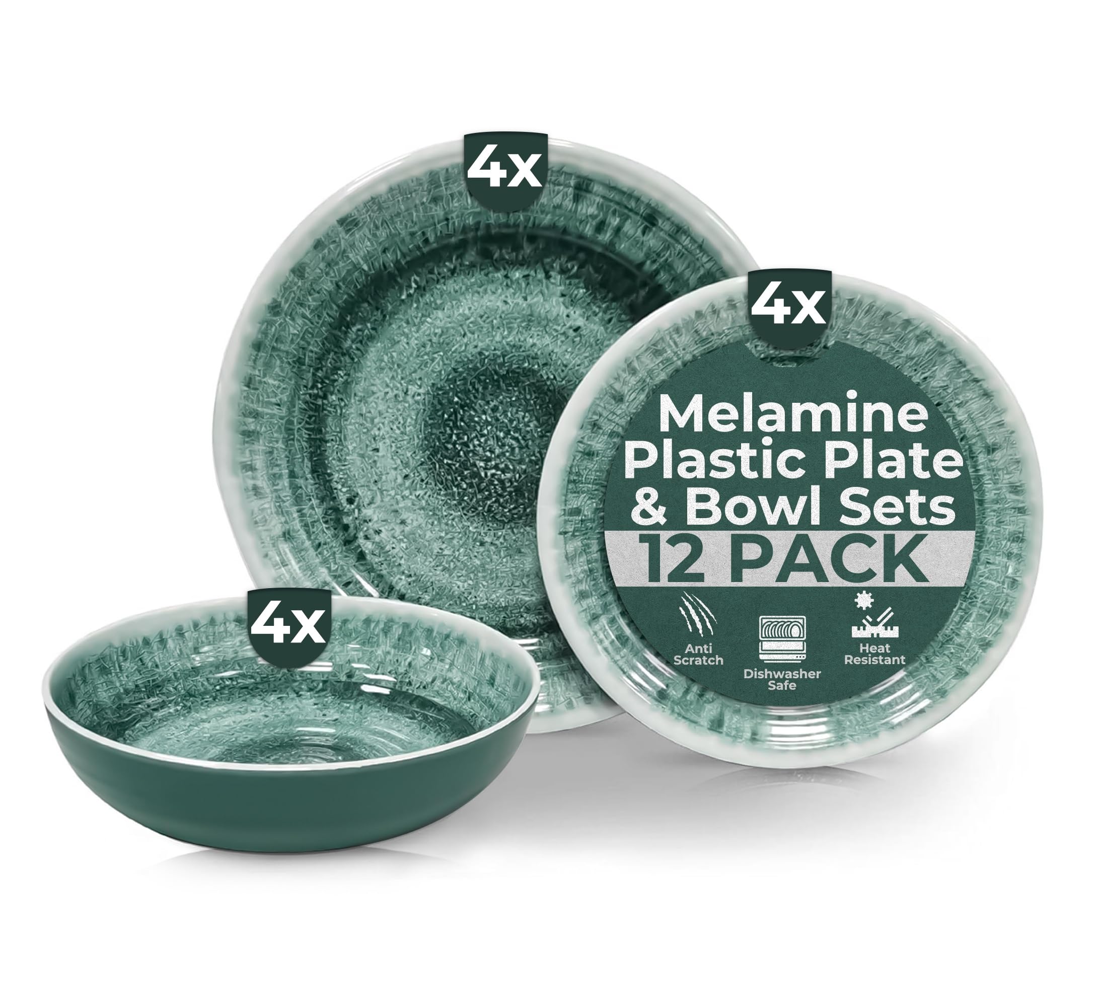 Vanilla Leisure Melamine Plastic Plate And Bowl Set 12 Piece