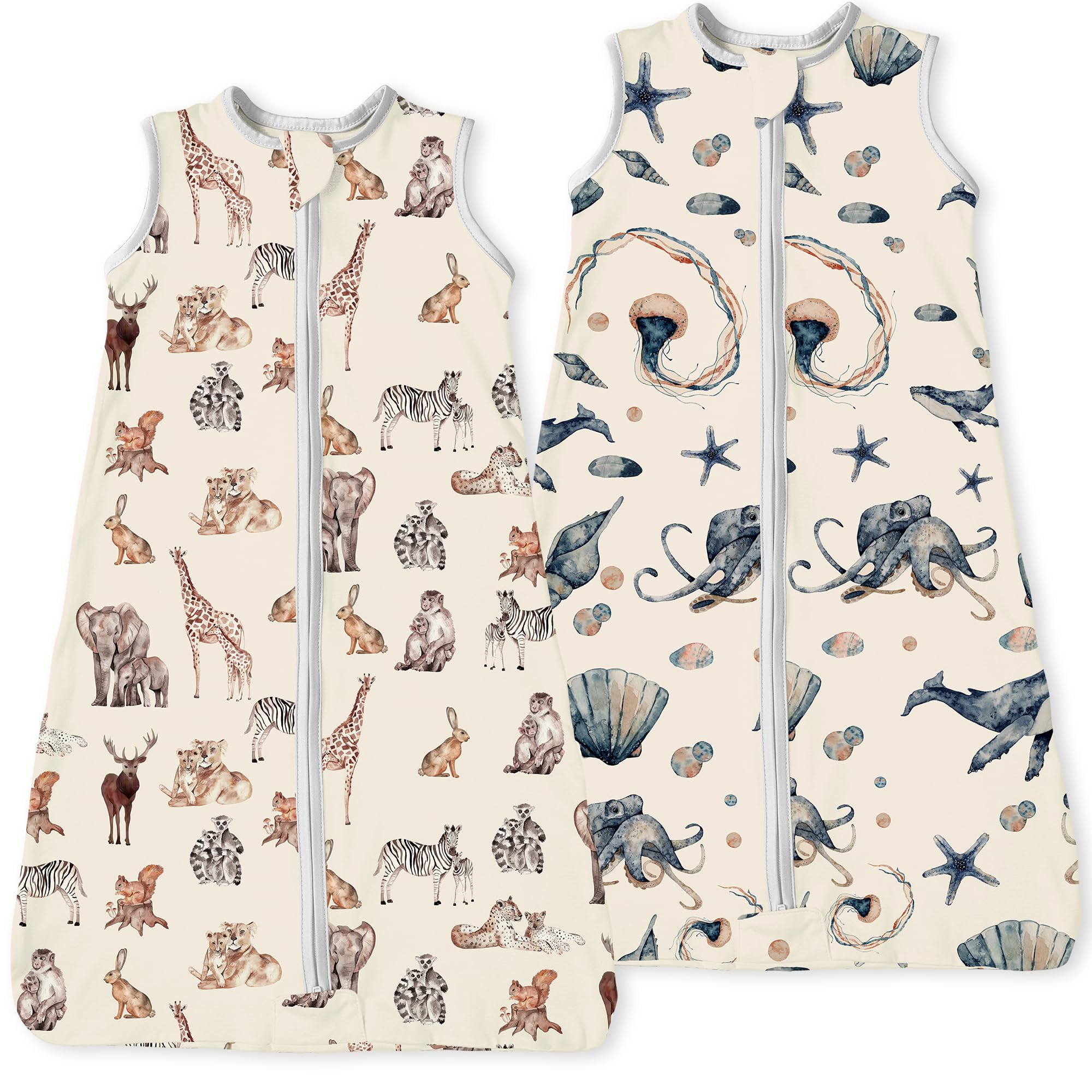 TOTBASICToddler Sleep Sacks 2T-3T-4T, 0.5 TOG Light Summer Wearable Blankets, Extra Long XL Sleeping Bags, 2 Pack