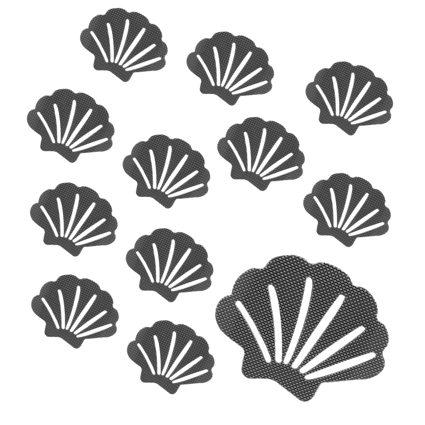 Pegatinas antideslizantes para bañera, con forma de concha, para bañera, suelo de ducha, color gris (30 unidades)