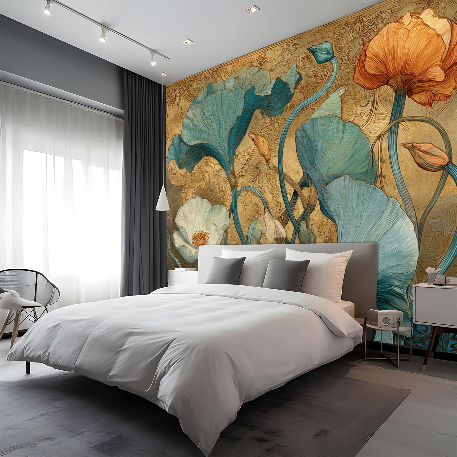 Lotus Fototapete 250 x 175 cm Chinesischer Stil Wandtapete Selbstklebende
