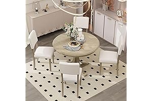 P PURLOVE 5-Piece Round Dining Table Set for 4 for Your Kitchen