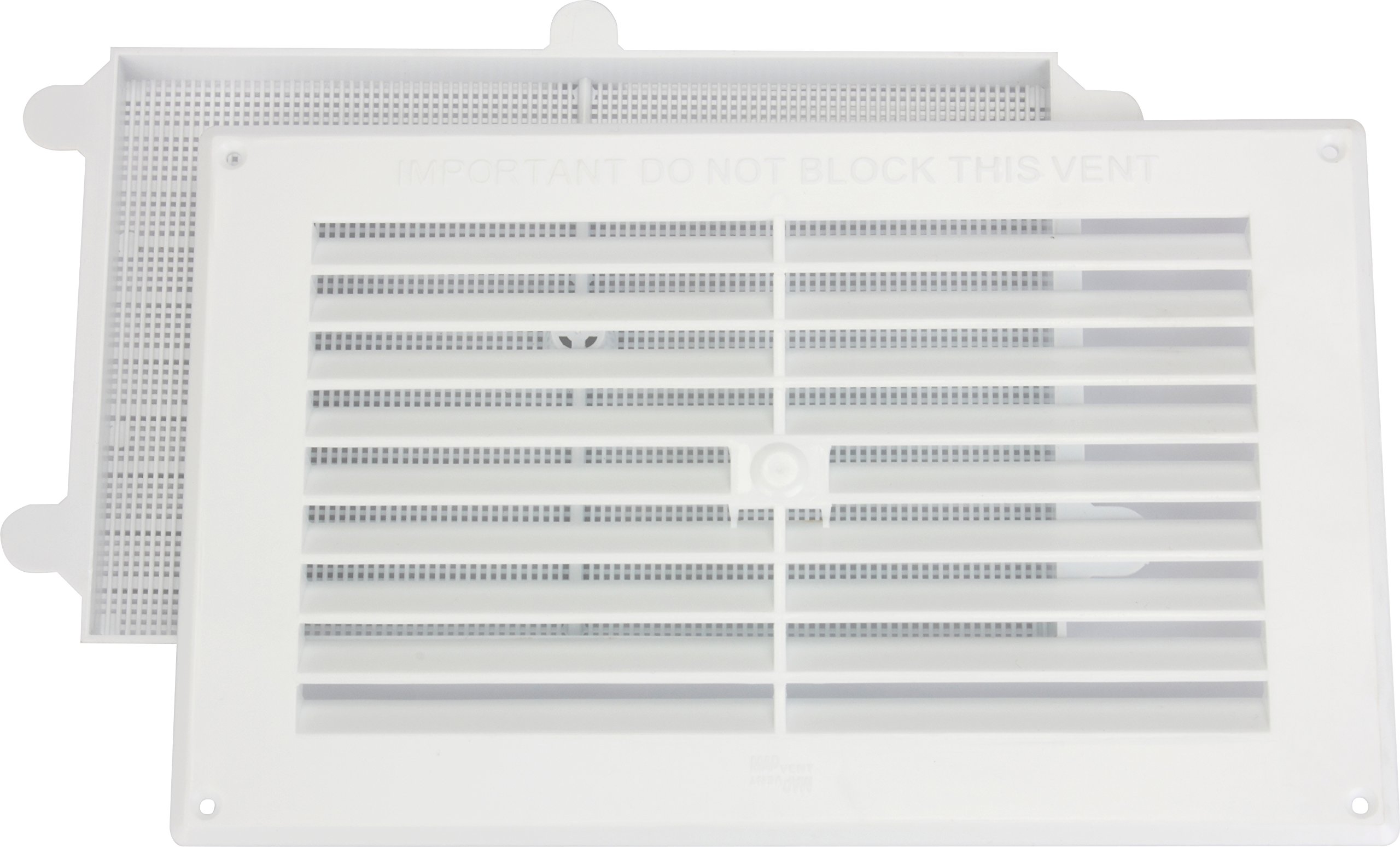 Map White Louvre Vent 229 x 152mm (9"x6") with Detachable Flyscreen Plastic Air Vent Grille for Walls & Furniture Ventilition Cover