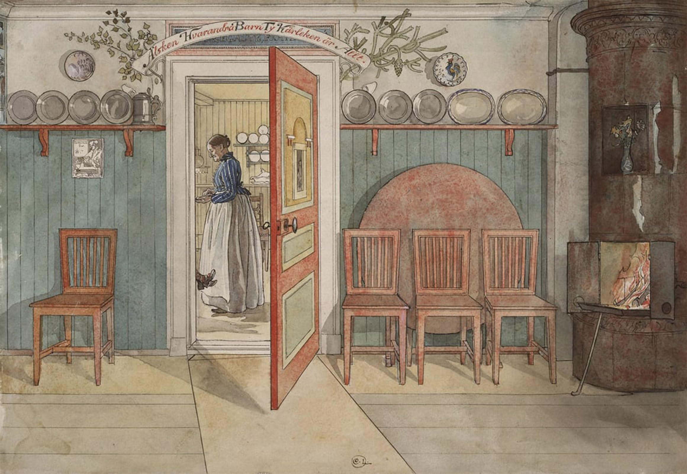 SERENDIPITP Aesthetic Poster Photo Wall Print Retro Picture Old anna. by Carl Larsson Modern Wall Artwork for Home Decor 60x90cm