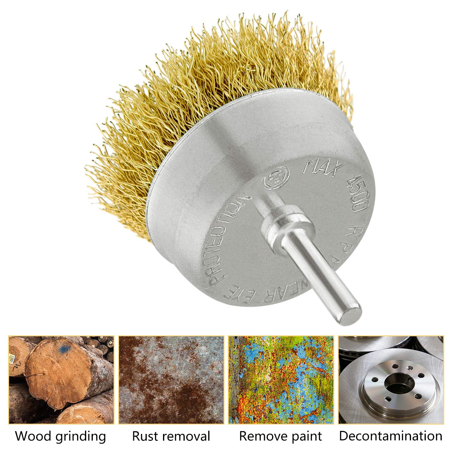 TUPARKA 12Pcs Wire Brushes Drill Bit Set, Brass Coated Wire Brush Wheel