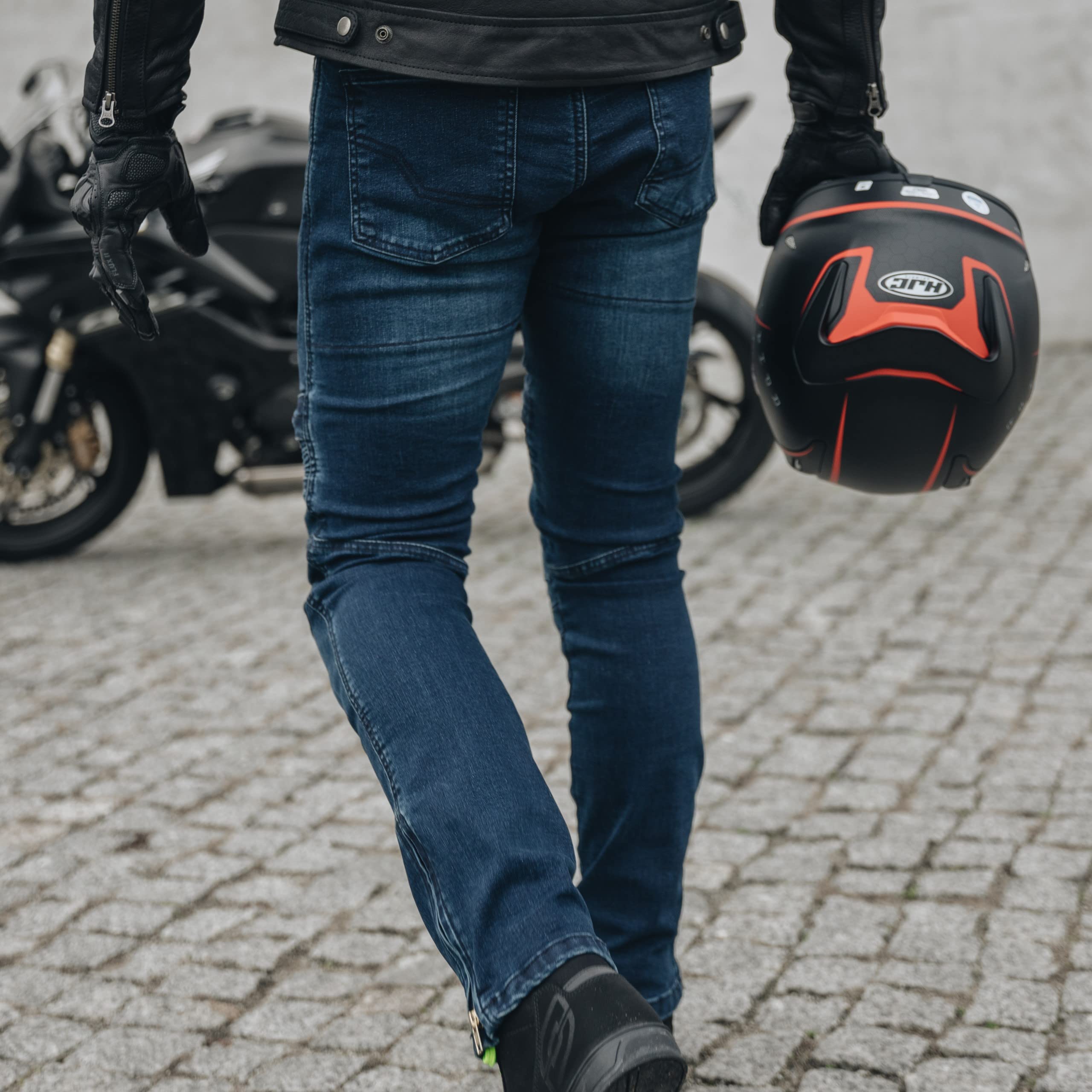 OZONE MOTO Hornet II Motorradjeans Motorradhose Herren | Aramidfaser Futter | Knieprotektoren | Flexible Einsätze | Slim Fit