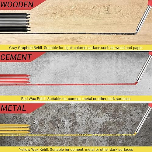 Miniatura 5 de Gegong Juego de 24 lápices de carpintero sólido de 0.110 in de diámetro, repuestos para carpintero, rotulador de carpintero, lápiz mecánico