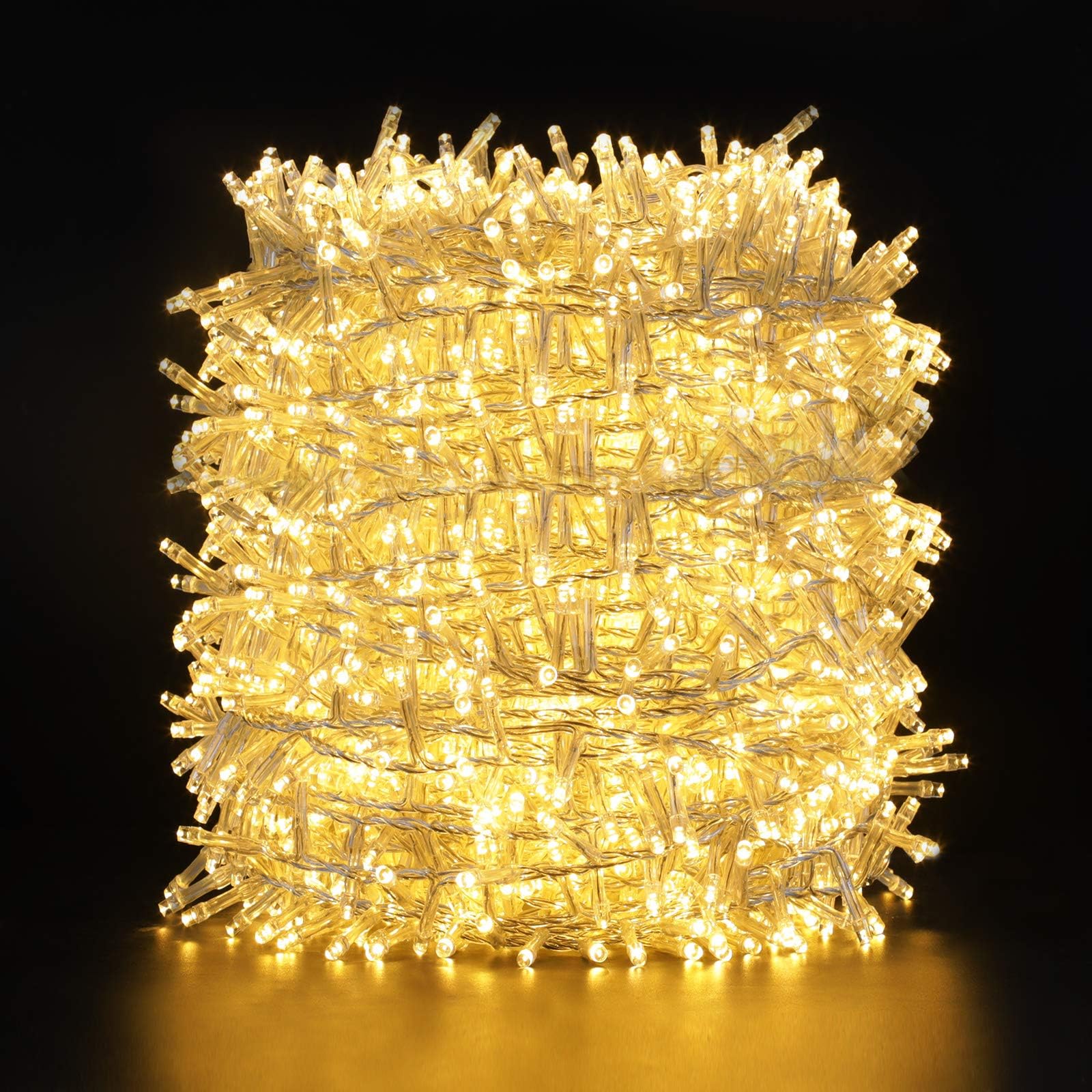GlobaLink Cluster-Lichterkette Außen 50M 2000LED warmweiß IP44 | 8 Modi, wasserdicht, für Innen & Außen, Balkon, Garten und Weihnachtsdekoration