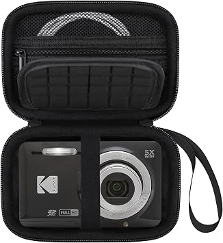 Elonbo Camera Carrying Case for Kodak PIXPRO FZ55 / FZ53 / FZ45 / FZ43 16MP Digital Camera, Vlogging Camera Storage Holder Travel Bag,  Mesh Bag Fits Batteries, Cable, Memory Card, Card Reader, Black