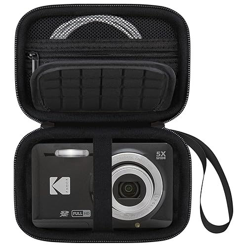 Elonbo Camera Carrying Case for KODAK PIXPRO FZ55 / FZ53 / FZ45 / FZ43 16MP Digital Camera, Vlogging Camera Storage Holder Travel Bag, ​Mesh Bag Fits Batteries, Cable, Memory Card, Card Reader, Black