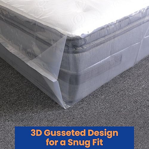 Miniatura 6 de VICMORE Paquete de 2 bolsas de colchón tamaño individual para mudanza y almacenamiento, bolsas de plástico transparente de 1.5 mil, protección
