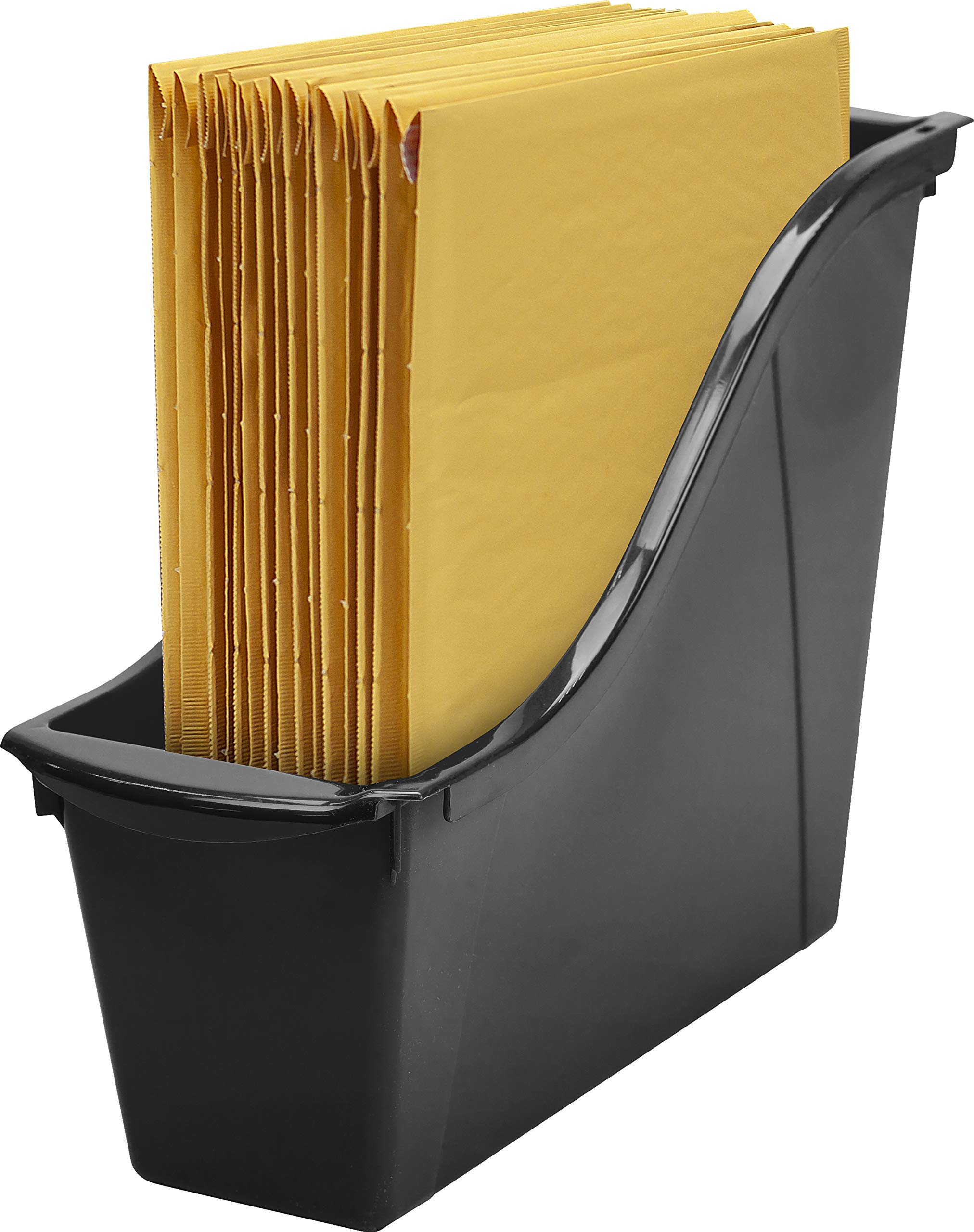 Storex Small Book Bin, Linking Storage Bins, Dry Erase Surface, 11.75" x 8.5" x 4.5", Onyx, 6-Pack, Oynx โ image 1