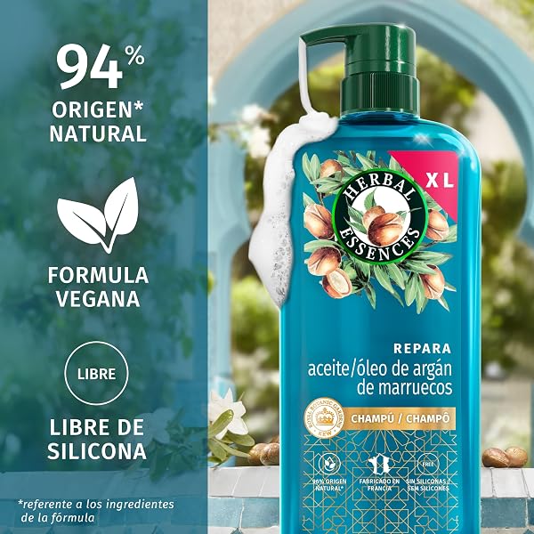 Herbal Essences Champú Reparador, Aceite Argán Marruecos, 3x 650ml, Pelo Dañado, Nutrición Intensa, Pelo Suave Sedoso, Sin Siliconas, Vegano - 3