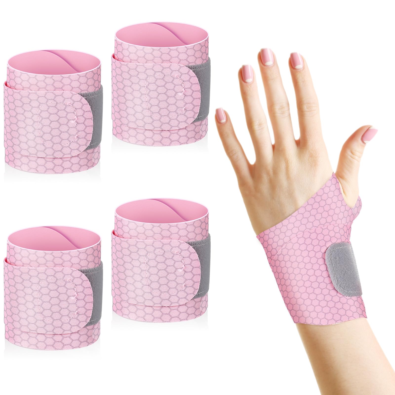 Geiserailie 4 Pcs Ultra Thin Wrist Brace Support Compression Elastic Wrist Wraps Adjustable Breathable Band for Carpal Tunnel