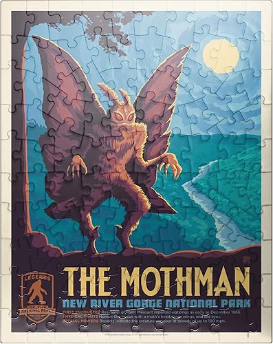 Miniatura 9 de MyPuzzle Legends of The National Parks: New River Gorge's Mothman, póster vintage, rompecabezas premium de 1000 piezas para adultos