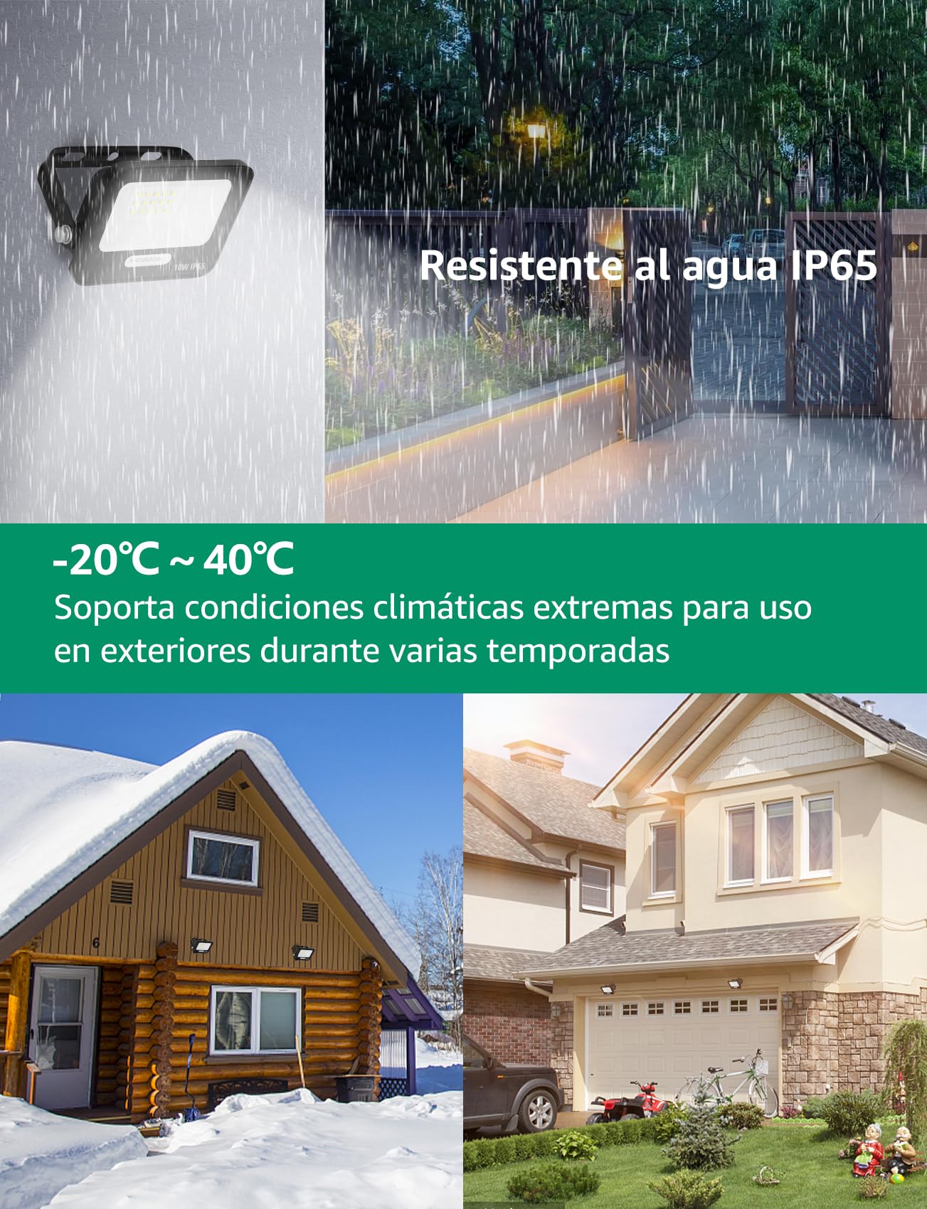 Aigostar Foco LED Exterior 10w 825LM: Foco Proyectore LED Exterior Impermeable IP65-6500K Blanco Frío para Garaje Jardín Patio Parque. 8 Piezas