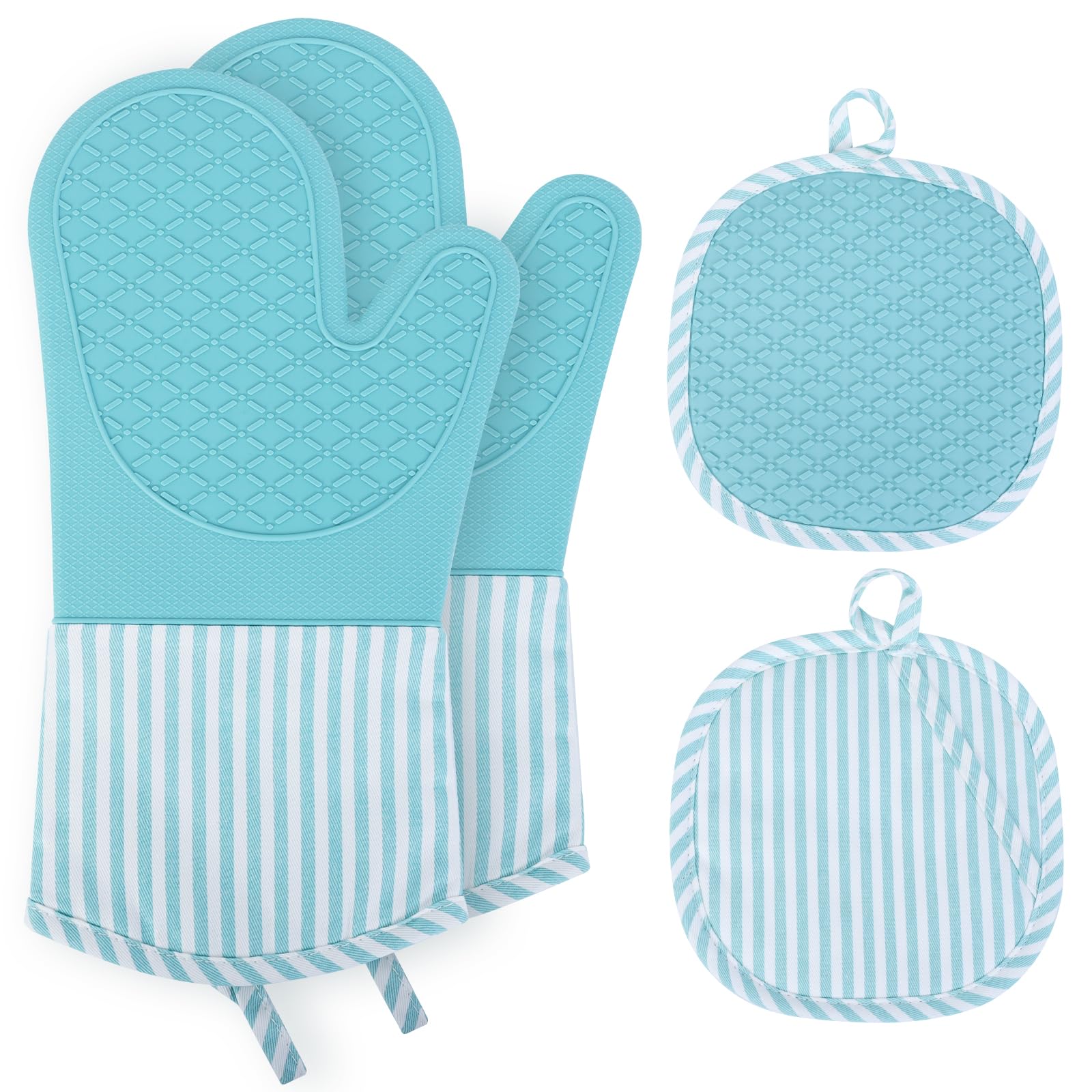 AiQInu Silicone Oven Gloves, Kitchen Oven Glove, Silicone Oven Gloves, Kitchen Gloves for Baking and Grilling