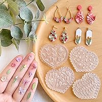 KEOKER 4PCS Silicone Polymer Clay Molds for Earrings - Spring Flower Butterfly Leaf Mini Designs, Reusable Oven-Safe Jewelry Cutters