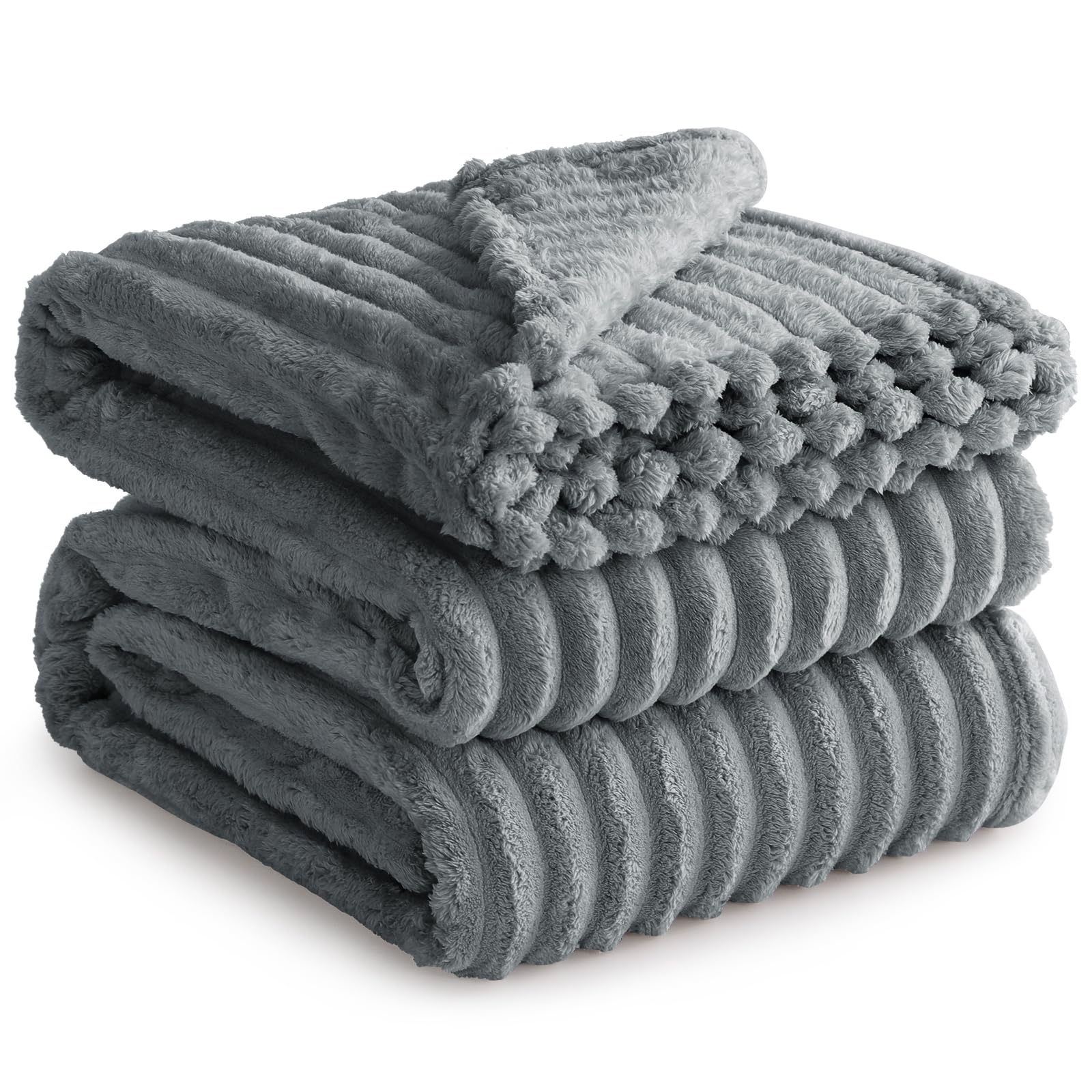RUIKASI Kuscheldecke Flauschig Decke Hellgrau - 230x270cm Riesig Fleecedecke Sofadecke Couchdecke für Wohnzimmer Deko Blanket, Weiche Wolldecke Warme Korddecke als Tagesdecke