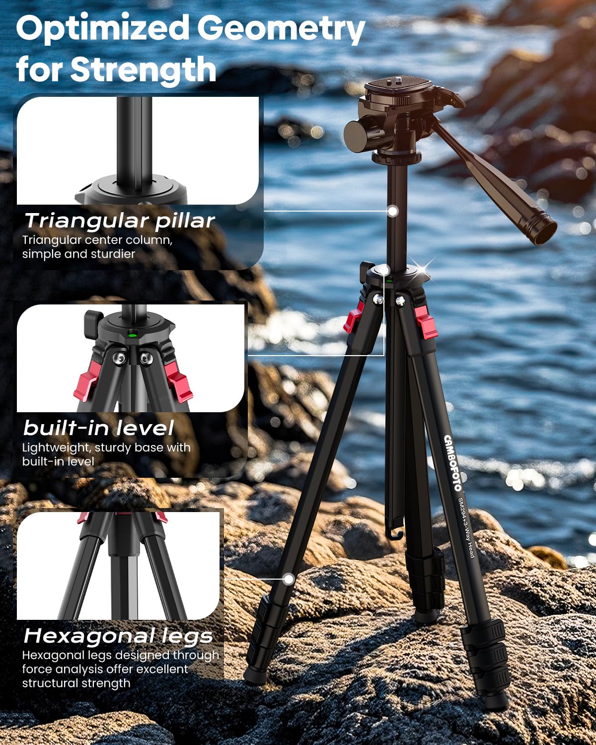 Treppiede da viaggio leggero per fotocamera da 173 cm, compatto e portatile, in alluminio, compatibile con telefono Canon/Nikon (supporta 4 kg, pesa 1,12 kg), nero
