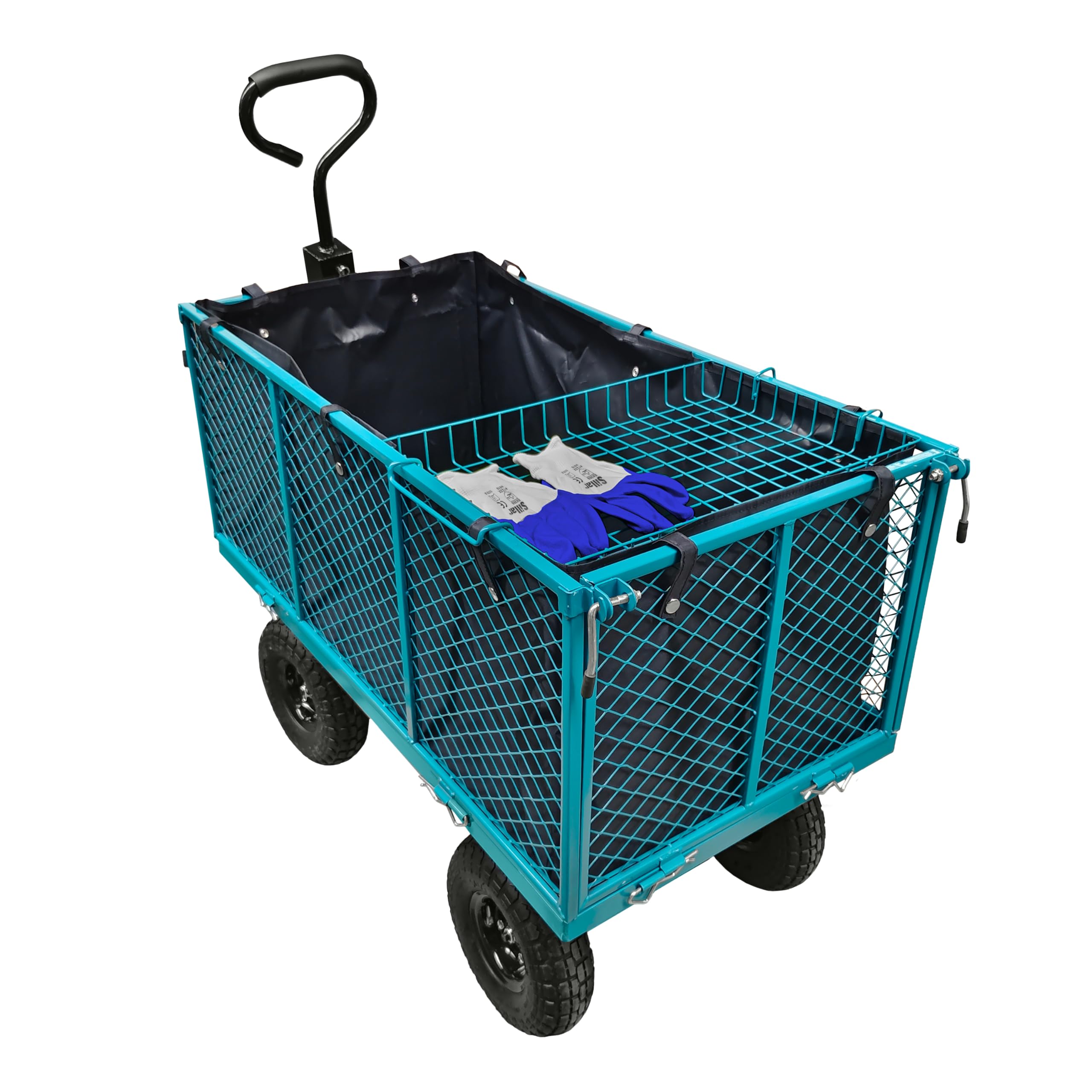 Sillar Tectake Carrello Spiaggia Giardino 4 Ruote – Carrello Pieghevole Portatutto 350 kg in Rete d’Acciaio, Paratie Apribili, Wagon Campeggio Portalegna