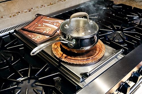 Miniatura 9 de K &amp; R Salvamanteles de madera para ollas y sartenes  Madera de acacia natural  Salvamanteles de madera para platos calientes  Tabla de cortar de