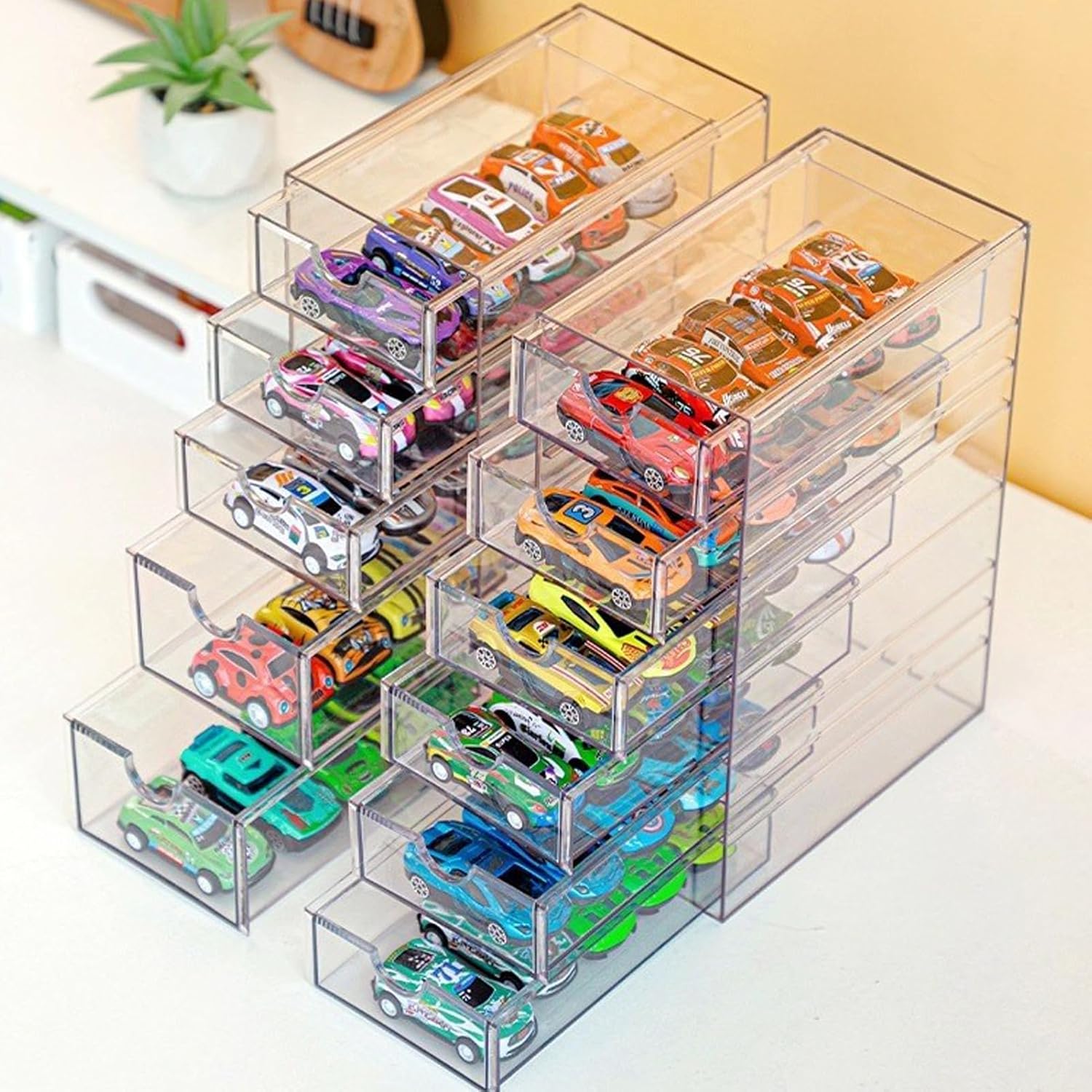 Plastic Drawer Organizer, Clear Makeup Storage Organizer with 5/6 Drawers, Office Storage Drawers for Jewelry Stationary Bathroom Bedroom Craft Figure Display (Six layers)