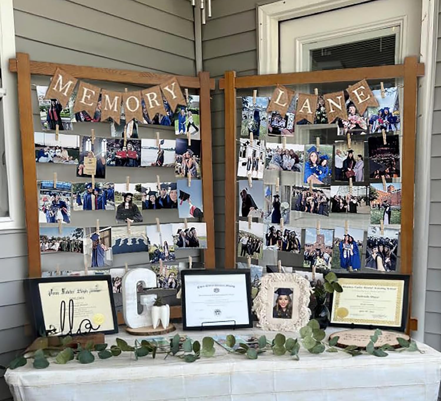 2025 Graduation Party Decorations - Wooden Picture Frame Collage Decor with Clips - Grad Party Decor Table Wall Decoration Party Supplies for Kindergarten Preschool High School College