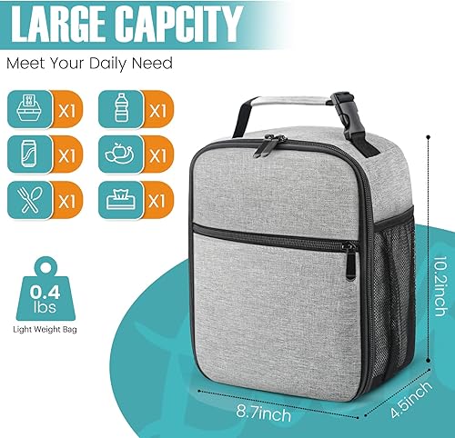 Miniatura 2 de Lonchera para hombres y mujeres, lonchera reutilizable para adultos, pequeña lonchera aislada, bolsa de almuerzo para oficina, trabajo, picnic,