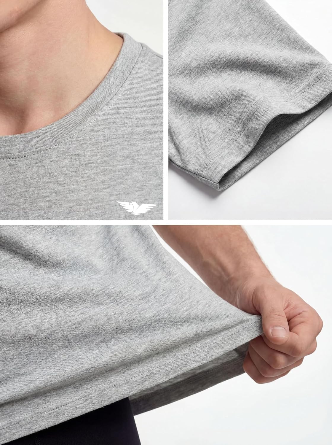 AMERICAN HEAVEN Men's Short Sleeve Cotton Stretch T-Shirts | Crew Neck | Workout Athletic Gym Tops | Multi Packs & Colors