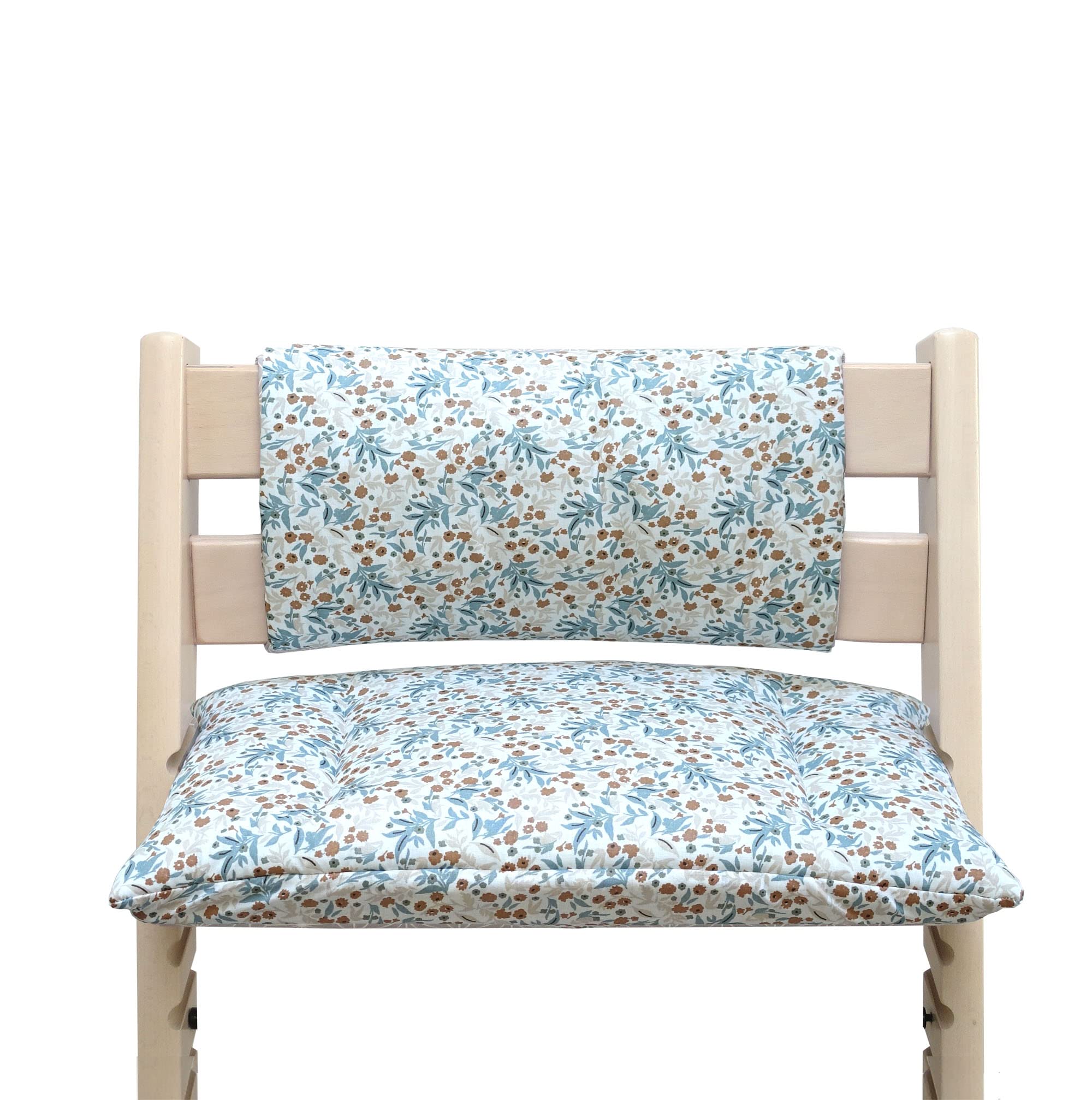 Blausberg Baby - Revêtement lavable - Lot de coussins d'assise junior pour Stokke Tripp Trapp (sans fente dans le coussin d'assise), prairie fleurie bleu