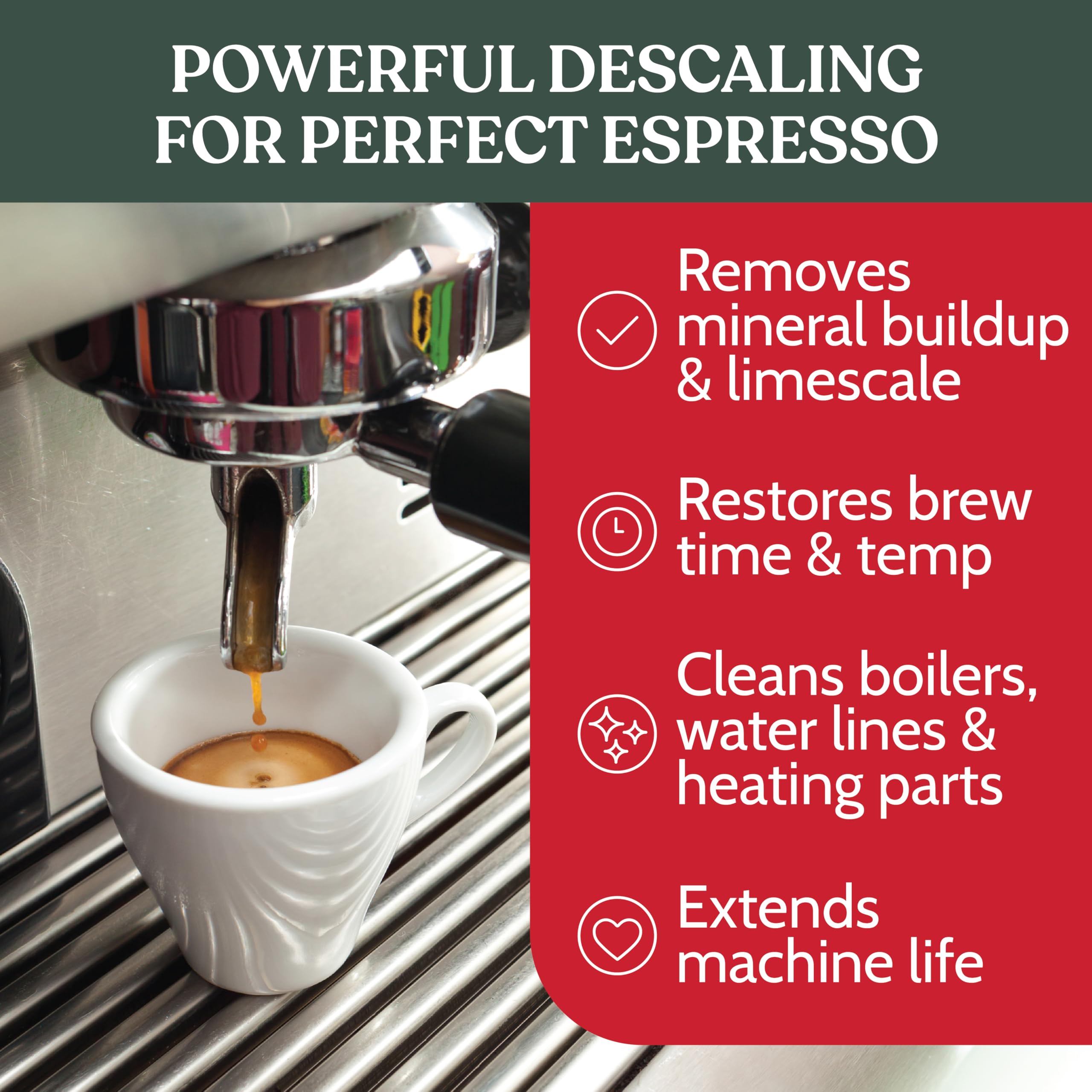 Roobi Polvo descalcificador profesional para máquina de espresso. Polvo descalcificador de espresso neutro en carbono, hasta 21 aplicaciones, 600 gr.