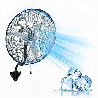 Wall Mount Fan, 30 Inch High Velocity Wall Mount Fan, 6000CFM Industrial Fan with Dual Pull Cord, 3 Speeds | Heavy Duty Oscillating Wall Fan for Garage, Workshop, Patio