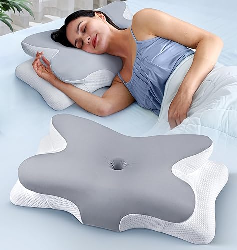 Almohada cervical eficaz para el alivio del dolor para dormir, almohada ergonómica refrescante para dormir de lado para apoyo del cuello, almohadas