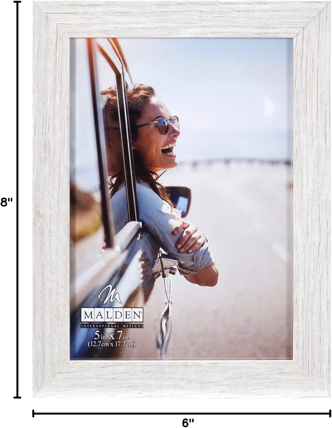 Malden International Designs 5x7 White Driftwood Linear Picture Frame Matte Variegated Quality MDF