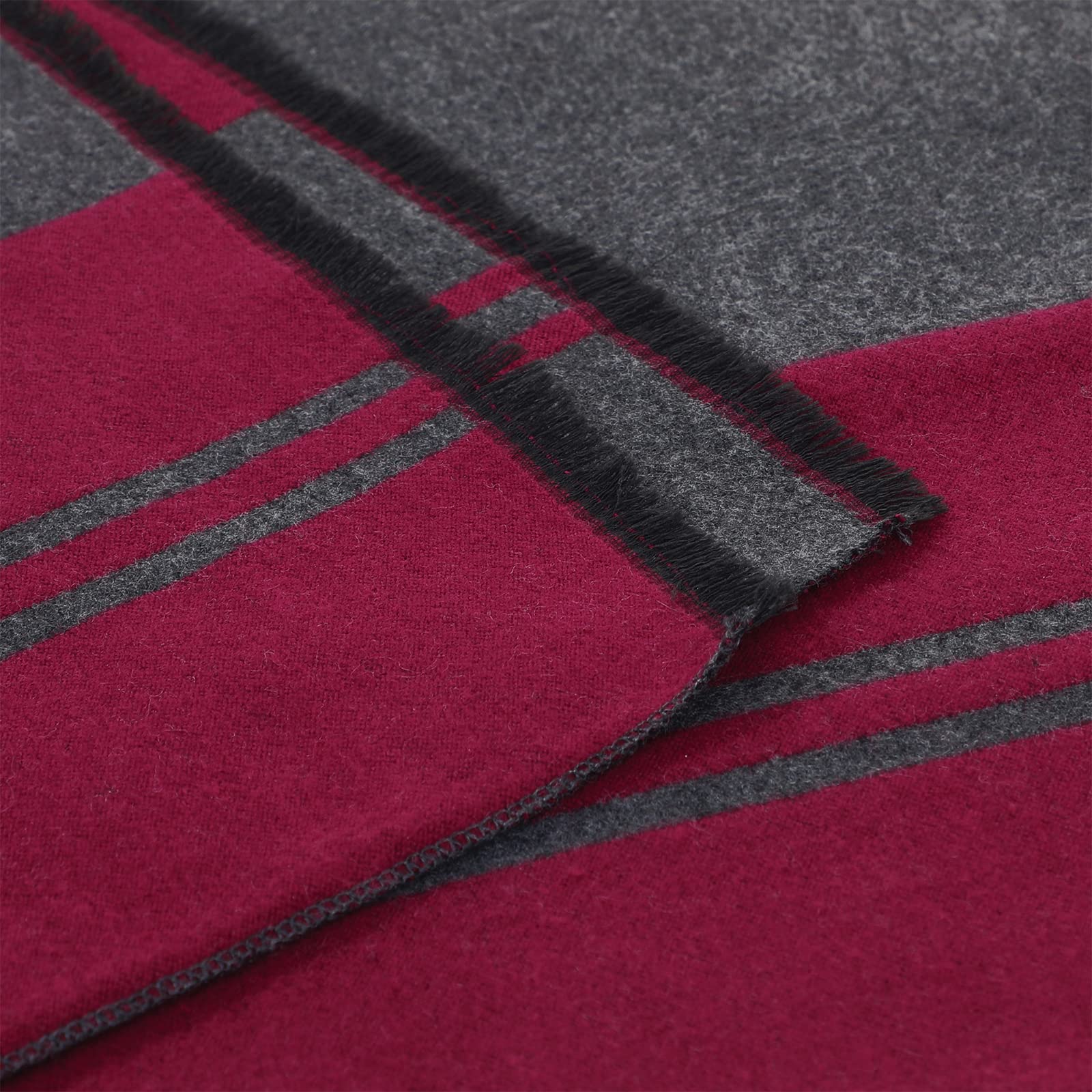 Bufanda cálida de cachemira para hombre de invierno para hombre bufanda de borla de tela escocesa para hombre suave y largo algodón bufandas - Rojo - talla única