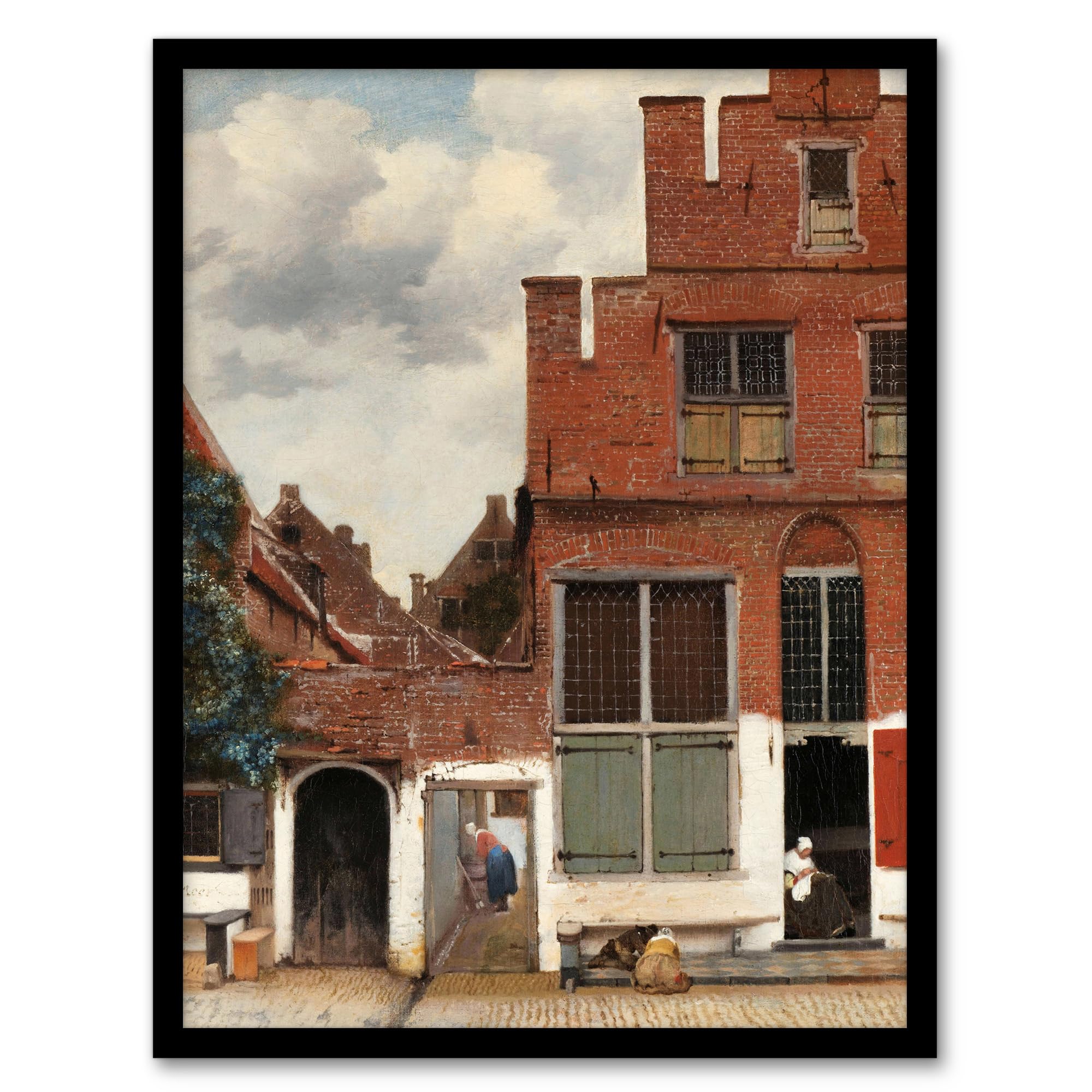 Artery8 Red Johannes Vermeer The Little Street Facades Framed Wall Art Print Home Décor A4