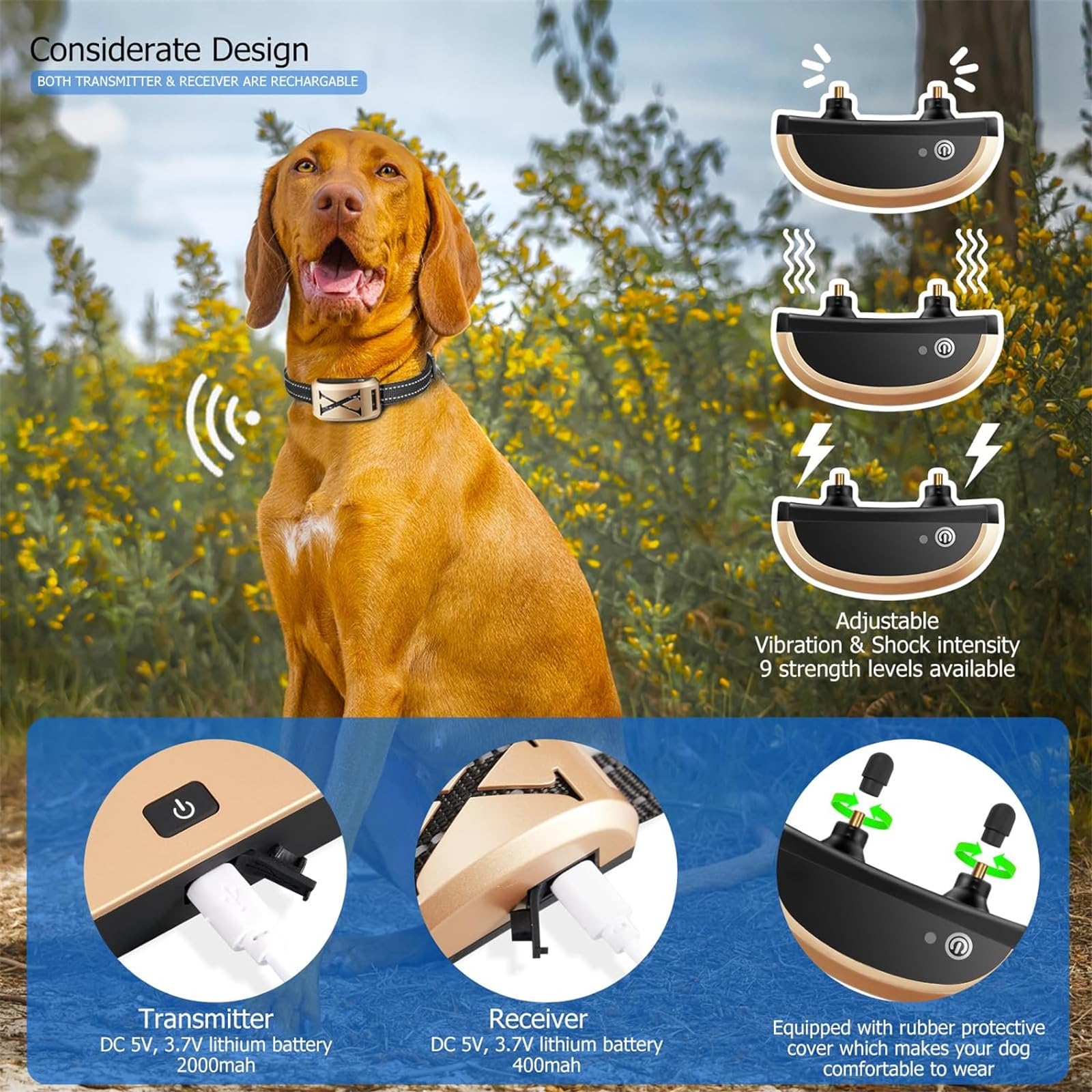Large Breed Wireless Dog Fence, Rechargeable Waterproof Electric