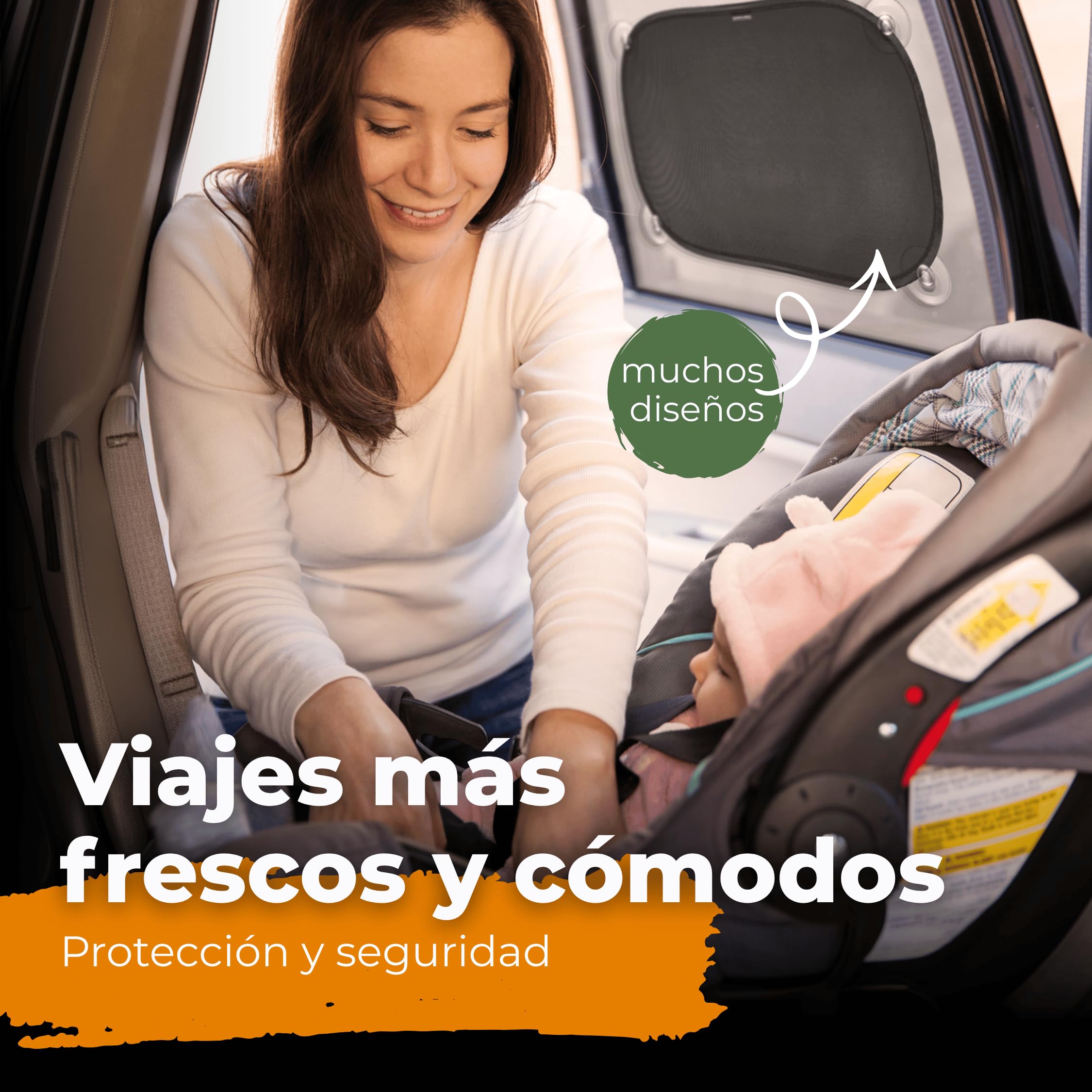 Parasol Coche Protección UV Certificada Óptima Oscuridad Autoadhesivo 51x31 cm Negro para Bebés y Mascotas