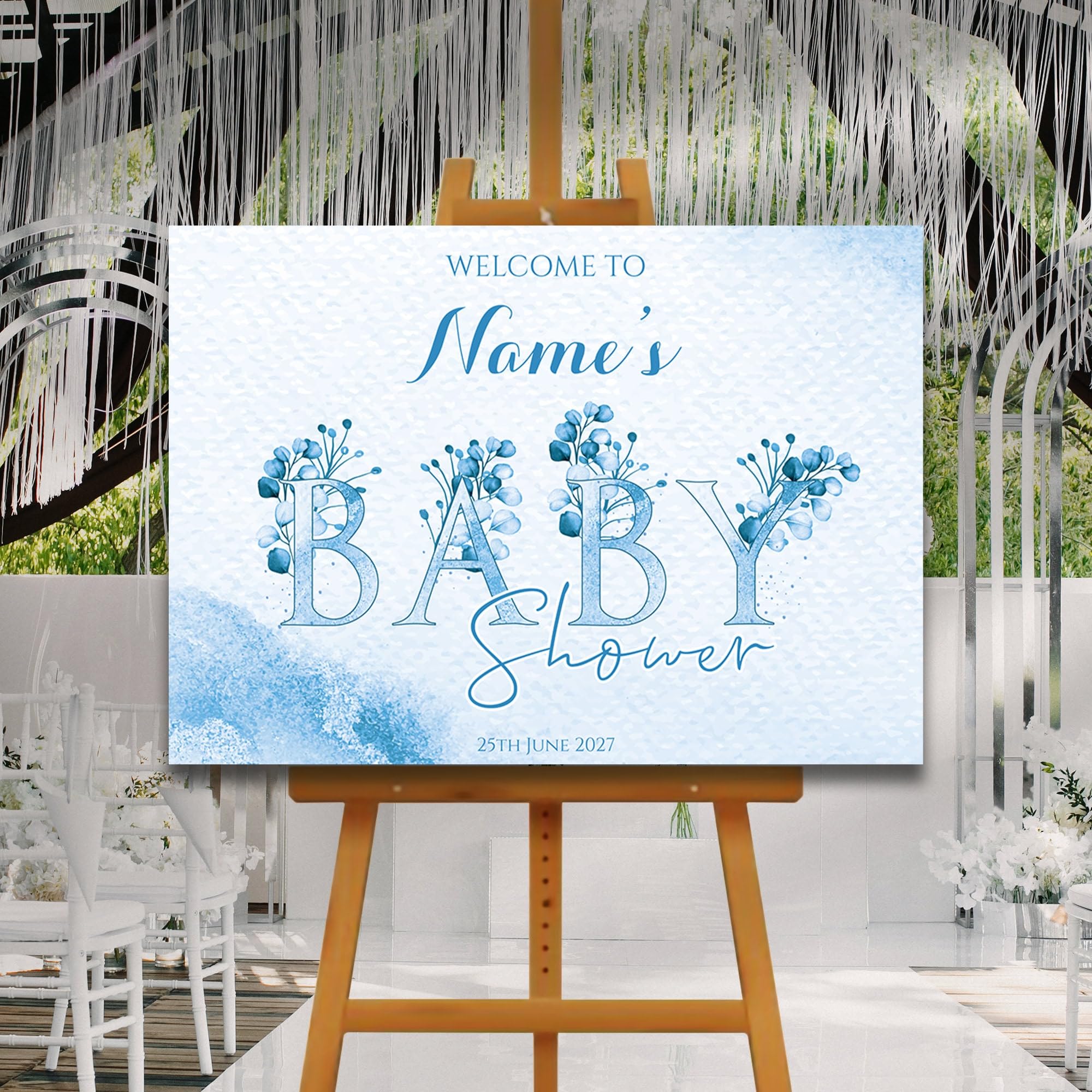 Eucalyptus Baby Shower Welcome Board, A1, A2, A3 or A4, Gender Neutral Baby Shower Sign, Baby Welcome Sign, Baby Boy Baby Girl Shower, Party
