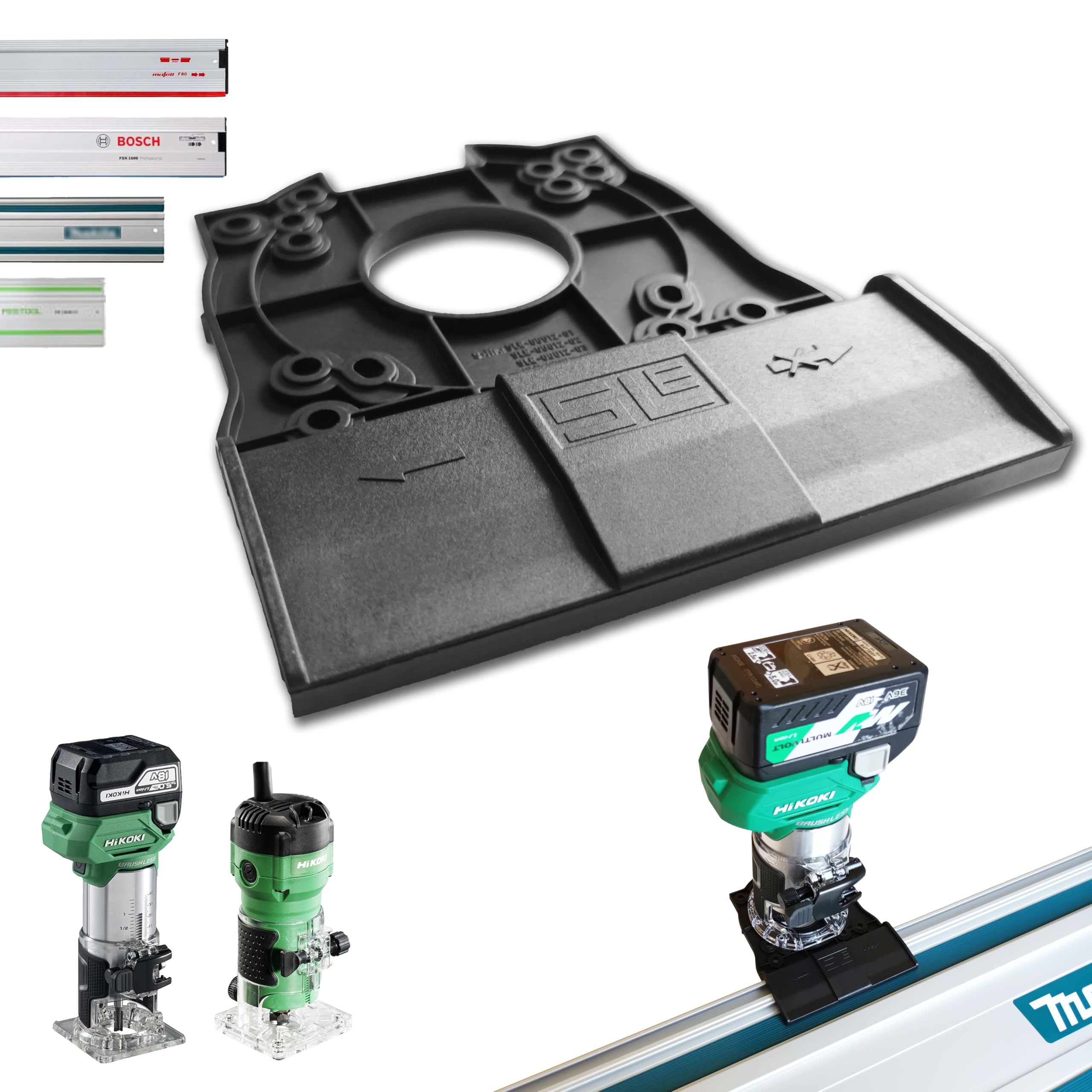 Adaptador profesional para riel guía Hikoki M1808DA para Makita/Bosch/Festool, barra de guía superior, fresadora de cantos adaptador