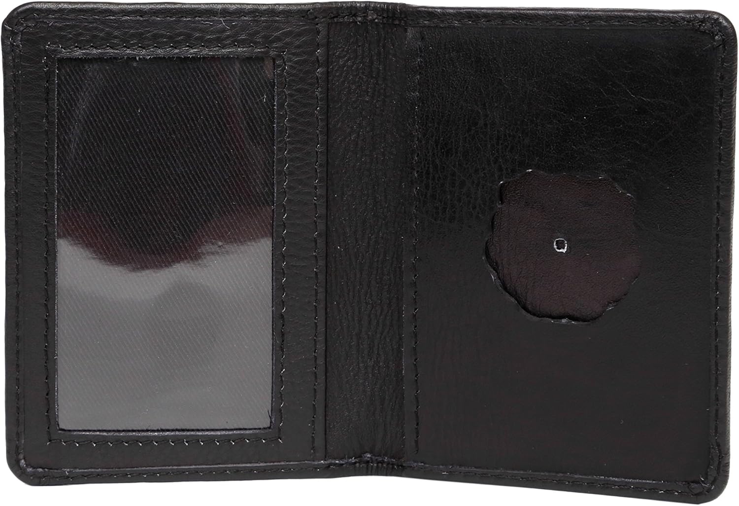 ASHLIN Medium Badge Holder Interior ID Pocket and Custom Cut-Out for Badge - Black(9787-08-01)