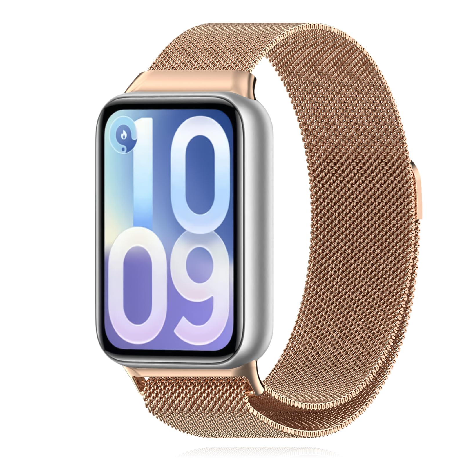 Correa para Xiaomi Redmi Watch 6/5/4/Xiaomi Smart Band 10/9/8 Pro, Mujeres Hombres Mesh Metal Inoxidable Magnética Pulsera para Xiaomi Smart Band 10/9 / 8 Pro(Mi Band 10/9/8 Pro) - Oro Rosa