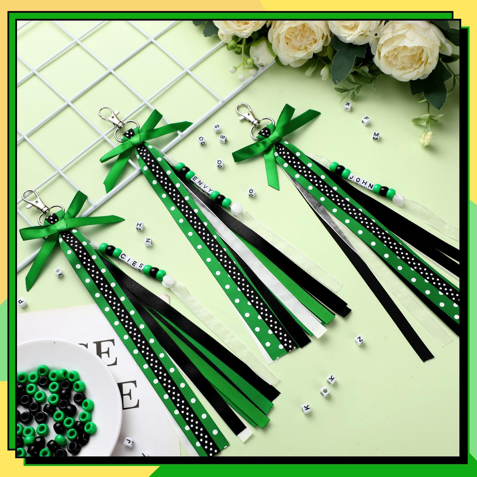 Nosiny 12 portachiavi Cheer Cheerleader regali per squadra personalizzati fai da te perline nastro portachiavi kit cheer bag tag per donne