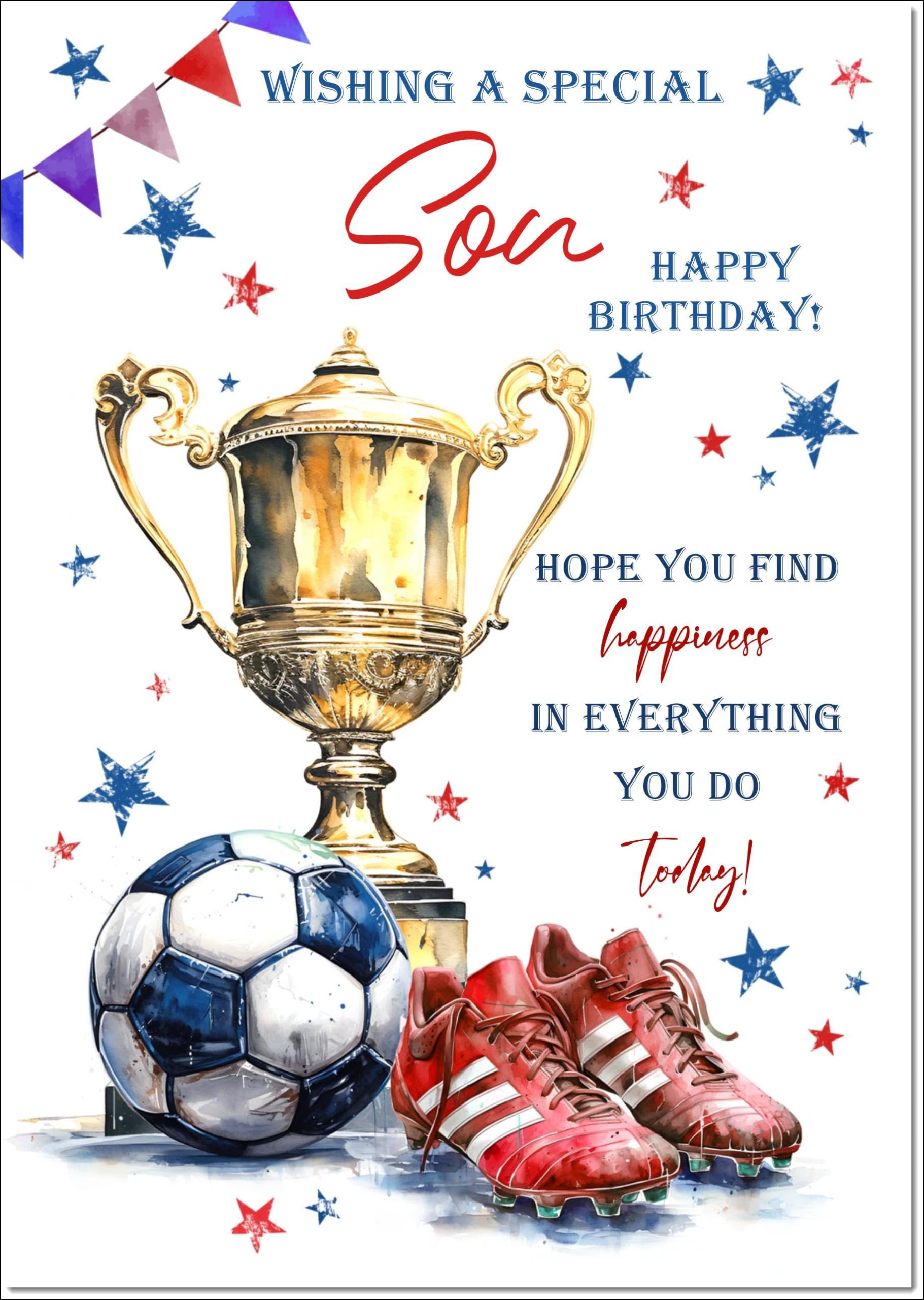 doodlecards Son Birthday Card Footballer's Trophy Large A4 Size with Plain Envelope — image 1