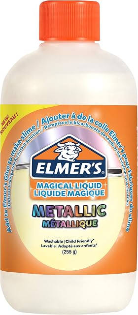 Elmers Metallic Slime Activator | Washable and Kid-Friendly Magical Liquid Glue Slime Activator | 255 g Bottle | Great for Making Slime