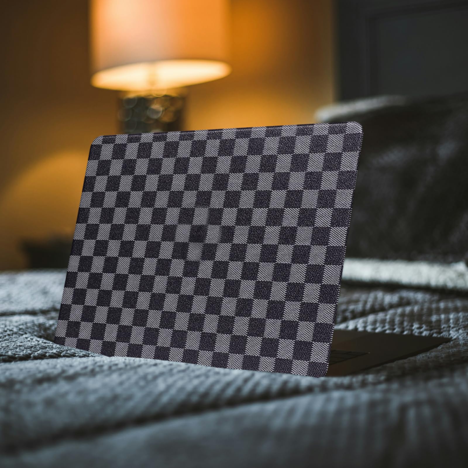 Funda a cuadros para MacBook Air de 15 pulgadas 2025 2024 2023 M4 A3241 M3 A3114 M2 A2941, elegante diseño de cuadrícula de ajedrez texturizado, funda rígida de piel sintética y cubierta para teclado