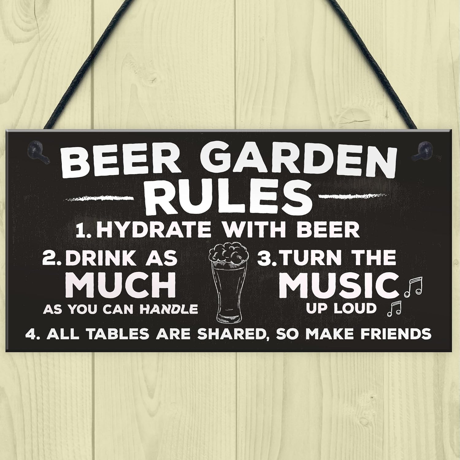 RED OCEAN Beer Garden Rules Chic Hanging Wall Sign Shed Pub Garden Plaque Alcohol Friendship Gift