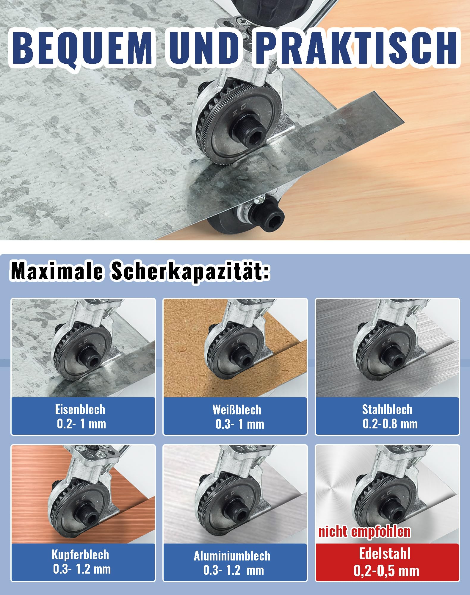 Nożyce do blachy, elektryczne nożyce do blachy, do wkrętarki akumulatorowej, do cięcia blachy, do wiertarki, żelaza, blachy białej, stali, miedzi (uniwersalne)
