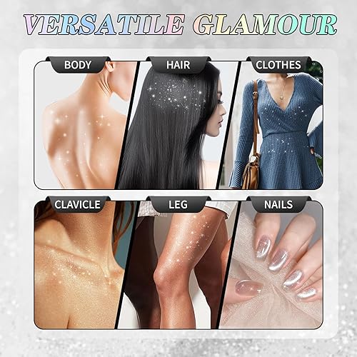 Glitter Spray for Hair and Body,Holographic Hair Glitter for Kids & Teenagers,Long-Lasting,Quick-Drying,Suitable for Festival Music Concert Party Rave Accessories (Rainy-Rainbow)